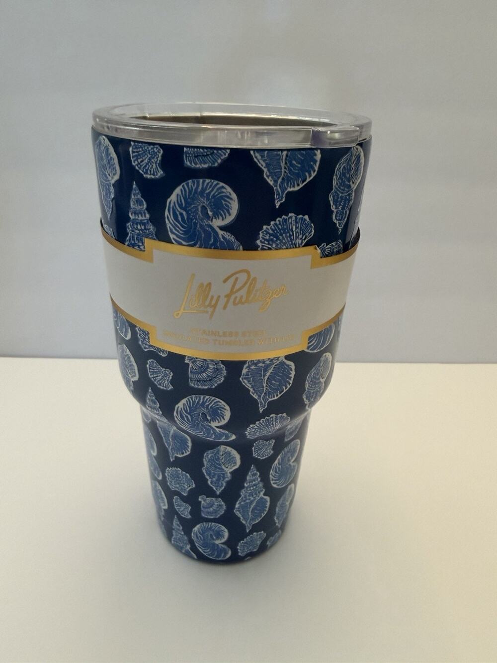 NEW!Lilly Pulitzer Stainless Steel Insulated Tumbler W/ Lid 30oz SHELL GOOD TIME